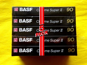 5x BASF Chrome Super II 90 Cassette Tapes 1989-1990 + OVP + SEALED + 5er-Pack + - Picture 1 of 2