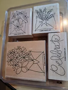 Stampin Up SEND A CELEBRATION Wood Stamp Set Candles Flowers Celebrate NEW! - Picture 1 of 3