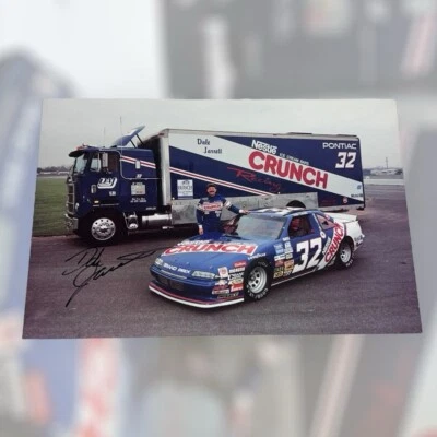 Dale Jarrett VINTAGE NASCAR HOFer signed photo 1990 NESTLE CRUNCH GRAND PRIX #32 - Image 1 of 2