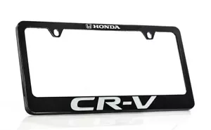 Honda CR-V Black Coated Zinc License Plate Frame Holder wide 2 hole - Picture 1 of 3