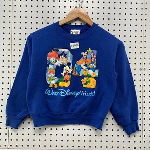 Vintage Walt DIsney World Crewneck Sweatshirt Youth Small Blue Pullover 17x18 - Picture 1 of 13