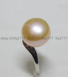 12-12.5mm Huge Natural Genuine South Sea Pink Culture Pearl Silver Opening Rings - Picture 1 of 7