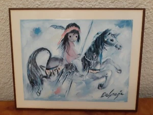 Litografía firmada sobre placa de madera Ettore DeGrazia 'Merry Little Indian'. - Imagen 1 de 7