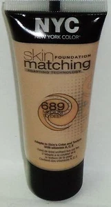 NYC SKIN MATCHING Foundation Adapt To Skin Color W Vitamin A,C,E MED To Deep 689 - Picture 1 of 1