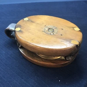 Vintage Maritime Yacht Sailboat Brass Single Sheave+Pin Ships Pulley Beautiful - Picture 1 of 9