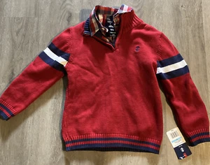 Izod Boy's 2-Piece Sweater Set, 1/4 Zip and Shirt, Tango Red, Size 5T NWT - Picture 1 of 2