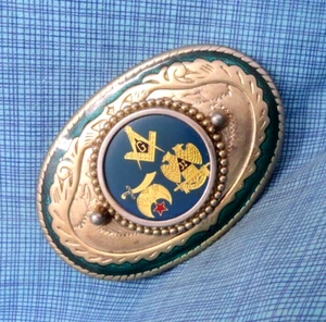 Freimaurer Orden 32. Grad Gürtelschnalle Shriner großer Architekt Vintage 80er USA.QRT634 - Bild 1 von 10