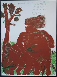 Alekos/Alecos Fassianos, Lithographie 1977, signiert, le chasseur de la montagne - Bild 1 von 4