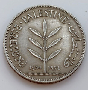 Palestine - 1934 -  100 Mills , Beautifully Silver Plated,  Original Size 