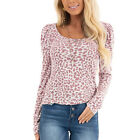 (Brown S)Womens Leopard Long Sleeve Top Women's Leopard Print Fashion SLS