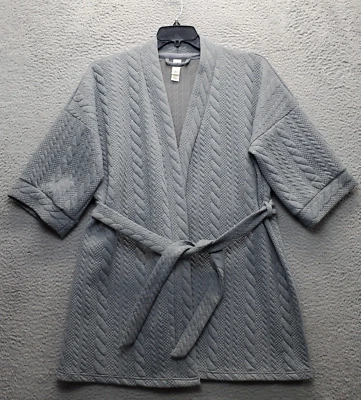 Jessica Simpson Robe Women S Gray Cable Knit Patterned Short Sleeve Belted Waist - Image 1 of 4