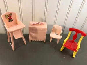 Vintage 1960s Marx Dollhouse Furniture Master 4 Piece Nursery Set - Picture 1 of 6