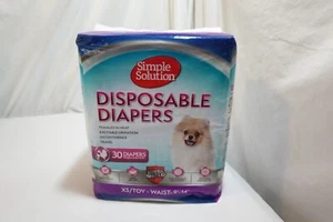 SIMPLE SOLUTIONS DISPOSABLE FEMALE DOG DIAPERS (30) XS/TOY WAIST 9"-14" - NEW - Picture 1 of 7