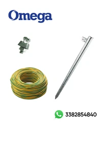 KIT MESSA A TERRA CON PALO/DISPERSORE A CROCE CON MORSETTO E CAVO D.10MM G/V - Foto 1 di 1
