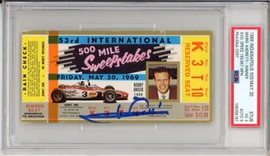 1969 Indy Indianapolis 500 Ticket Signed By Mario Andretti Winner PSA DNA 9 Auto - Picture 1 of 2