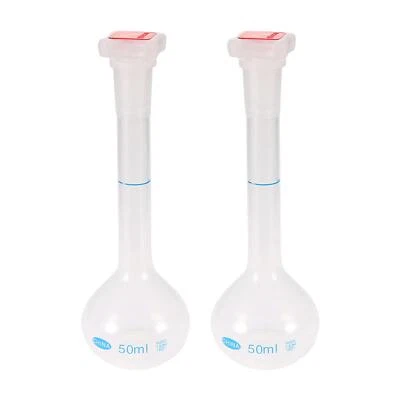 2pcs 50ml cuello largo medición volumétrica plástico anti-calor matraz para lab - Imagen 1 de 3