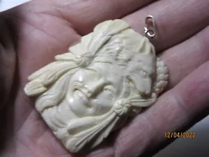 Native Spirit Wolf & Chief Artisan Handcrafted 2" Pendant Collectible WCBBP-12 - Picture 1 of 8