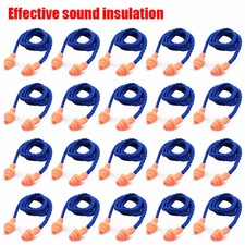 20pcs Reusable Hearing Noise Protection Earplugs Corded Soft Silicone Ear Plugs
