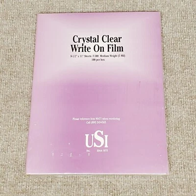 USI Write-on Transparency Film - Letter - 8.50" X 11"-100pcs (5Mil) Med Weight. - Image 1 of 3