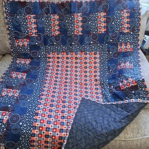 New 41"×53" Lap Quilt Wall Hanging Children's Red White Blue Stars - Picture 1 of 4