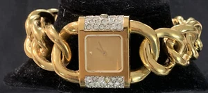Vintage Franklin Mint 1989 Womens Crystal 22K Gold EP Bracelet Watch Works!! - Picture 1 of 11