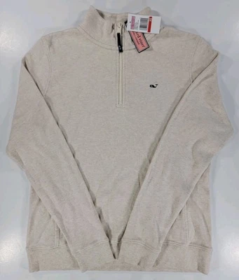 NUEVO Vineyard Vines Jersey Sudadera Para Mujer XS Avena Beige 1/4 Cremallera Pullover  Foto 1 de 4