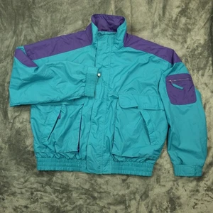 Vtg Sports Afield Jacket Mens 2XL Teal Purple Nylon Windbreaker Outdoor 90s - Picture 1 of 15