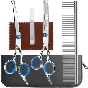 4-in-1 Dog Grooming Scissors Kit with Safety Tips - Sharp & Durable Shears - Picture 1 of 7