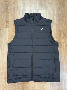 Gymshark Vest Mens Medium Black Puffer Quilted Full Zip Insulated - Picture 1 of 7