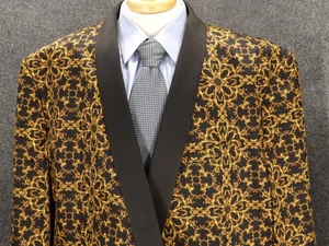 J Ferrar JF Big Tall Gold Baroque Blazer 54L Evening Jacket Cotton Retail $160 - Picture 1 of 12