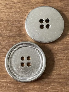 Real Metal Silver Tone 4 Hole Buttons 23mm (36L) Pack Of 6 - Picture 1 of 3