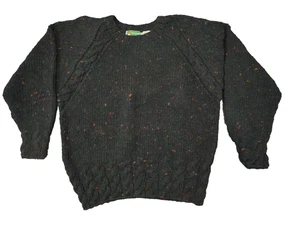 Vintage Donegal Tweed Pullover Damen L Wolle Flecken Zopfmuster Fischer Akademie 90er - Bild 1 von 15
