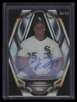 2019 Topps High Tek PortraiTEK Autographs Black PTFT Frank Thomas Auto 5/50 - Image 1 of 2