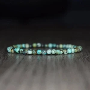 Natural African Turquoise Stretch Bracelet 4mm Beads Reiki Healing Crystal Gifts - Picture 1 of 10