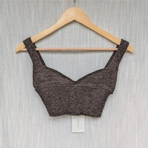 NWT Vaara Heavy Knit Wool Blend Brown Cropped Bra Top, size S - Picture 1 of 9