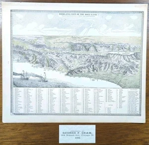 Vintage 1885 HOLY LAND Map 13"x11" ~ Old Antique Original NAZARETH JERUSALEM - Picture 1 of 5