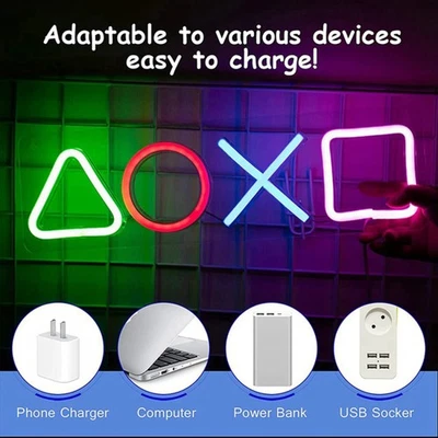LED Neonlichte Gamer Deko Lampe Symbole Icon Licht Leuchte Gaming Nachtlicht PS4 - Bild 1 von 4