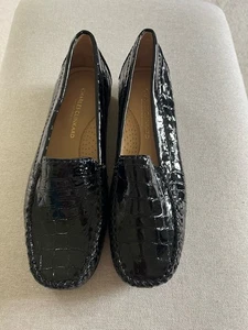 Charles Clinkard Black Patent Mock Croc Moccasin Legitimo EU37 UK4 - Picture 1 of 5
