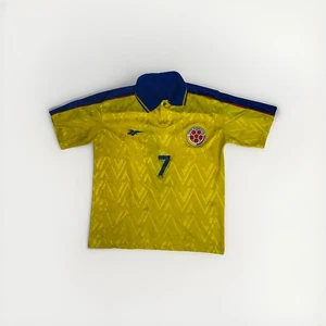 Vintage 90s Reebok Colombia Home Soccer Jersey #7 Adolfo Valencia Men’s Medium - Picture 1 of 5