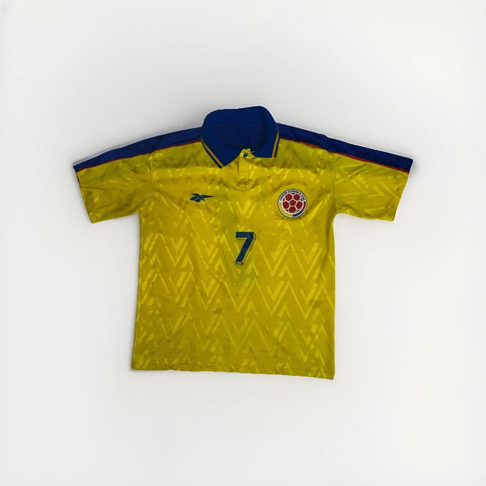 Camiseta de fútbol local Reebok Colombia vintage años 90 #7 Adolfo Valencia para hombre mediana Foto 1 de 4