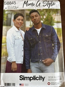 Simplicity Pattern S8845 Misses&Men’s&Teen’s Jean Jacket Sz XS-XL - Picture 1 of 3