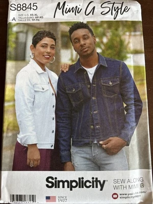 Simplicity Pattern S8845 Misses&Men’s&Teen’s Jean Jacket Sz XS-XL - Image 1 of 3