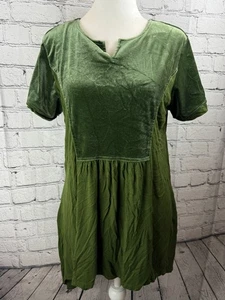 Zann Tunic Blouse Top Women's Size Small Green Rayon Short Sleeve Keyhole neck - Picture 1 of 6