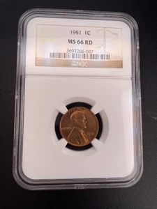 1951 1C Lincoln Wheat Cent NGC MS 66 RD - Picture 1 of 6