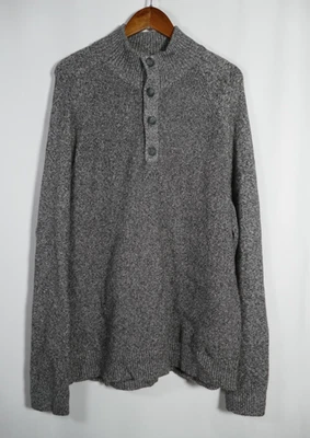 Suéter Banana Republic Para Hombres Pescador Henley Talla XL Gris Grandpacore Heritage Foto 1 de 4