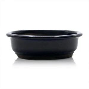 New Bonsai Pot Pottery Seto ware oval Blue D 24cm W 21cm H 6.5cm - Picture 1 of 8