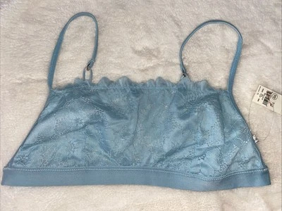 Aerie Bralette Bra Poppy Bandeau Light Blue Lace Crochet Unlined Large L NWT - Image 1 of 4