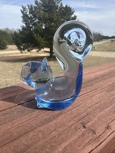 Vintage Art Glass Light Blue Glass Squirrel Paperweight Collectible Animal - Picture 1 of 8