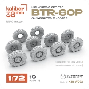 1:72 — I-112 wheels set for BTR-60P (8 × Weighted, 2 × Spare) | K38-W002 - Picture 1 of 1