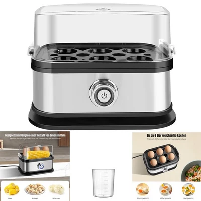 DAYPLUS Elektrischer Eikocher für gekocht / gepochtet, 6 Eier Kapazität 500W Silber